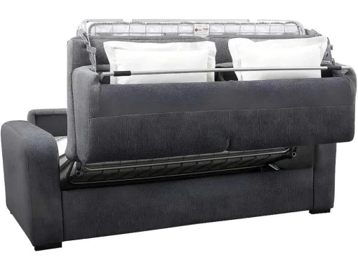 Express-Driezitsslaapbank Van Antracietgrijze Stof - Bed Met Brede Latten 140 Cm - Matras 22 Cm - Bevis