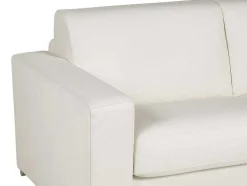 Express-Driezitsslaapbank Van 100% Wit Buffelleer, Matras 22 Cm Delectea Ii