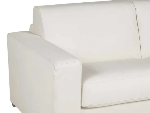 Express-Driezitsslaapbank Van 100% Wit Buffelleer, Matras 22 Cm Delectea Ii