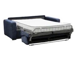 Express-Vierzitsslaapbank Van Blauw Ribfluweel - Bed 160 Cm - Matras 18 Cm - Mondovi