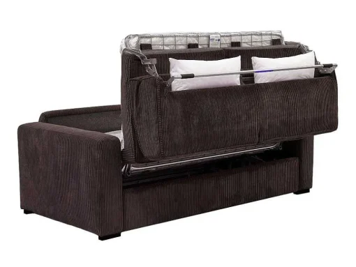 Express-Vierzitsslaapbank Van Bruin Ribfluweel - Bed 160 Cm - Matras 18 Cm - Mondovi