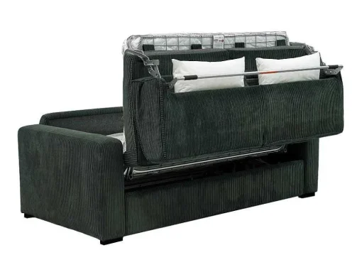Express-Vierzitsslaapbank Van Groen Ribfluweel - Bed Met Brede Latten 160 Cm - Matras 18 Cm - Mondovi