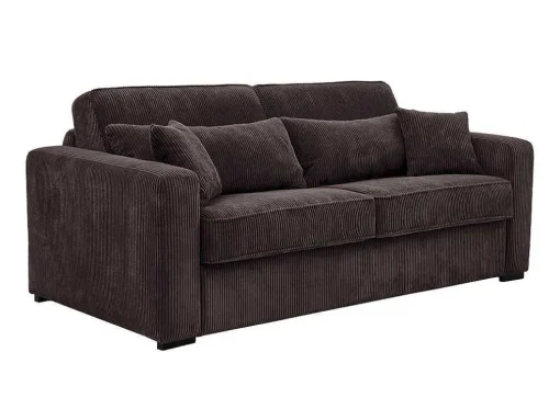 Express-Vierzitsslaapbank Van Bruin Ribfluweel - Bed 160 Cm - Matras 18 Cm - Mondovi