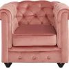 Fauteuil Chesterfield - Fluweel - Pastel Roze