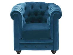 Fauteuil Chesterfield - Fluweel - Eend Blauw