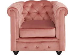 Fauteuil Chesterfield - Fluweel - Pastel Roze