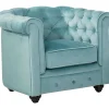 Fauteuil Chesterfield - Fluweel - Pastel Blauw