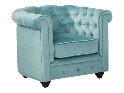 Fauteuil Chesterfield - Fluweel - Pastel Blauw