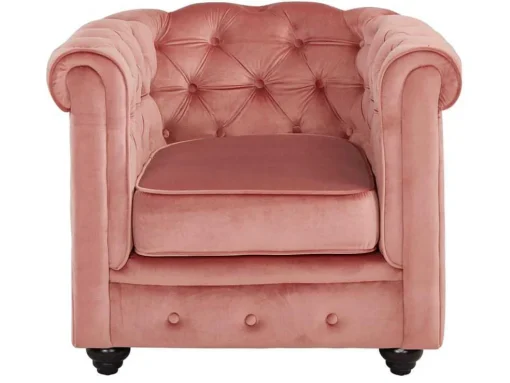 Fauteuil Chesterfield - Fluweel - Pastel Roze