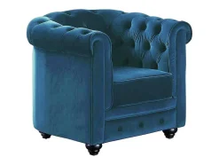 Fauteuil Chesterfield - Fluweel - Eend Blauw