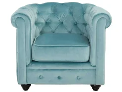Fauteuil Chesterfield - Fluweel - Pastel Blauw