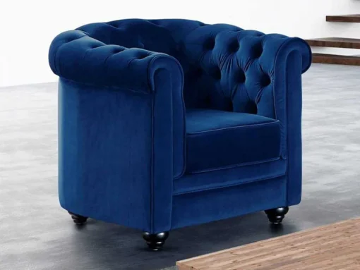 Fauteuil Chesterfield - Fluweel - Koningsblauw