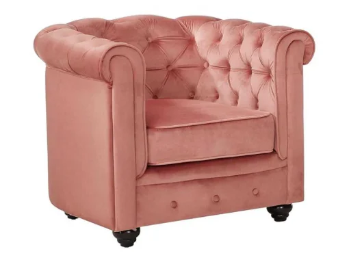 Fauteuil Chesterfield - Fluweel - Pastel Roze