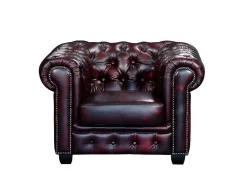 Fauteuil Chesterfield Brenton 100% Buffelleer - Cherry