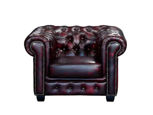 Fauteuil Chesterfield Brenton 100% Buffelleer - Cherry
