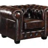 Fauteuil Chesterfield Brenton 100% Buffelleer - Bruin Tinten