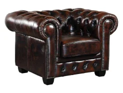 Fauteuil Chesterfield Brenton 100% Buffelleer - Bruin Tinten