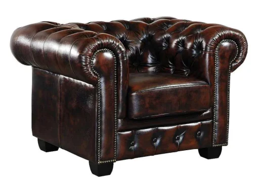 Fauteuil Chesterfield Brenton 100% Buffelleer - Bruin Tinten