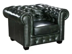 Fauteuil Chesterfield Brenton 100% Buffelleer - Empire Groen