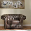 Fauteuil Chesterfield Clotaire Van 100% Leer Met Lived-In Aspect