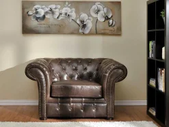 Fauteuil Chesterfield Clotaire Van 100% Leer Met Lived-In Aspect