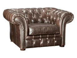 Fauteuil Chesterfield Clotaire Van 100% Leer Met Lived-In Aspect