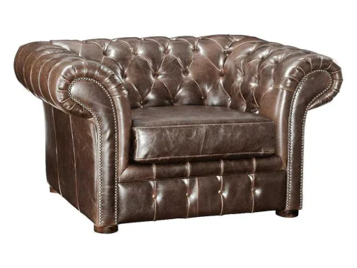 Fauteuil Chesterfield Clotaire Van 100% Leer Met Lived-In Aspect