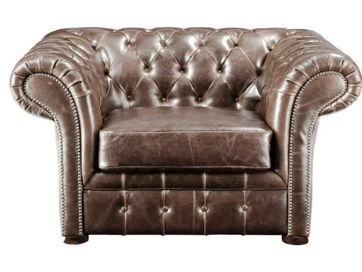 Fauteuil Chesterfield Clotaire Van 100% Leer Met Lived-In Aspect