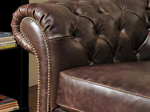 Fauteuil Chesterfield Clotaire Van 100% Leer Met Lived-In Aspect