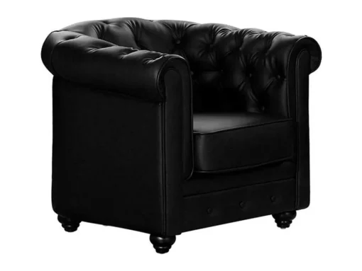 Fauteuil Chesterfield Van Kunstleer - Zwart
