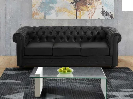Fauteuil Chesterfield Van Kunstleer - Wit