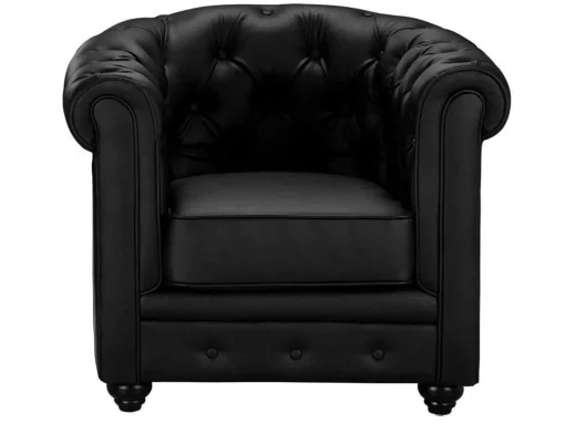 Fauteuil Chesterfield Van Kunstleer - Zwart