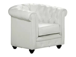 Fauteuil Chesterfield Van Kunstleer - Wit