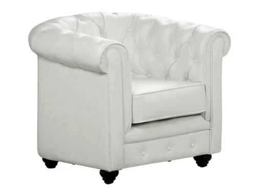Fauteuil Chesterfield Van Kunstleer - Wit
