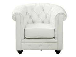 Fauteuil Chesterfield Van Kunstleer - Wit