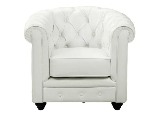 Fauteuil Chesterfield Van Kunstleer - Wit