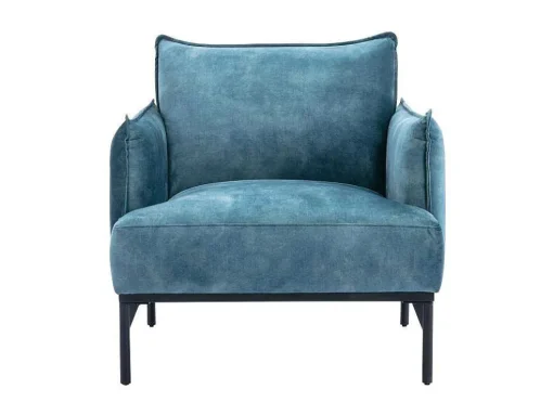 Fauteuil Eendenblauw Fluweel Joel
