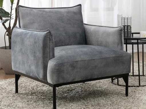 Fauteuil Grijs Fluweel Joel