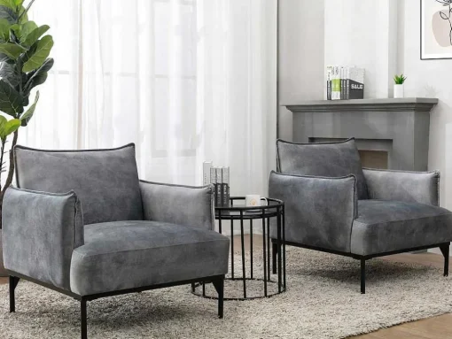 Fauteuil Grijs Fluweel Joel
