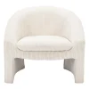 Fauteuil In Gebroken Wit Ribfluweel Ossana