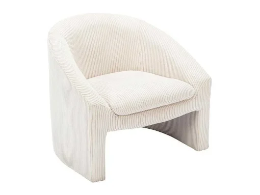 Fauteuil In Gebroken Wit Ribfluweel Ossana