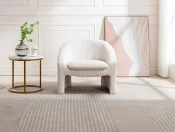 Fauteuil In Gebroken Wit Ribfluweel Ossana