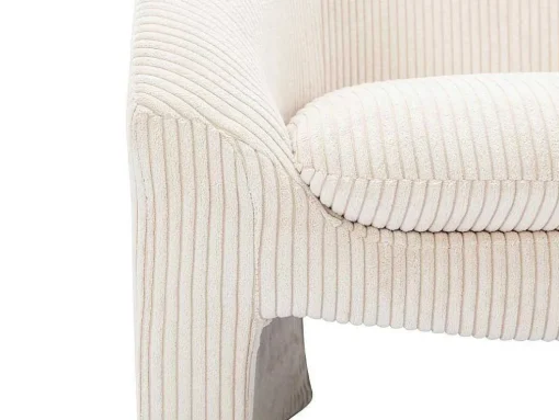 Fauteuil In Gebroken Wit Ribfluweel Ossana