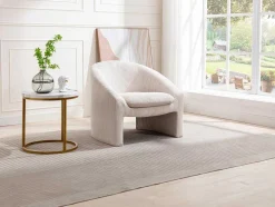 Fauteuil In Gebroken Wit Ribfluweel Ossana
