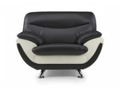 Fauteuil Indice Van Kunstleer - Tweekleurig Zwart En Wit