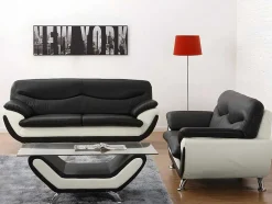 Fauteuil Indice Van Kunstleer - Tweekleurig Zwart En Wit
