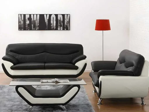 Fauteuil Indice Van Kunstleer - Tweekleurig Zwart En Wit