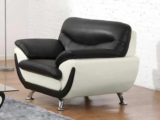 Fauteuil Indice Van Kunstleer - Tweekleurig Zwart En Wit