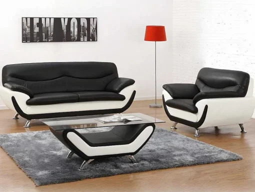 Fauteuil Indice Van Kunstleer - Tweekleurig Zwart En Wit