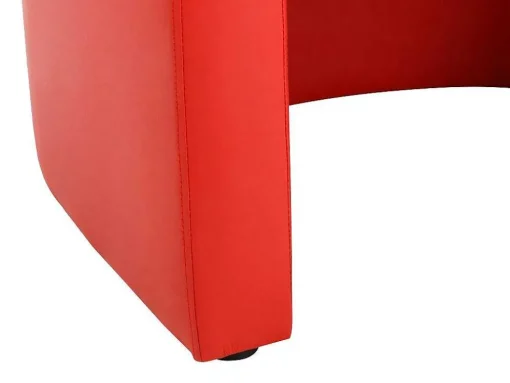 Fauteuil Met Holle Rugleuning En Poef In Rood Kunstleer Jovana